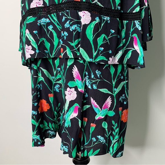Kate Spade Women's Jardin Crepe Floral Hummingbird Romper Size 12 - Picture 10 of 15